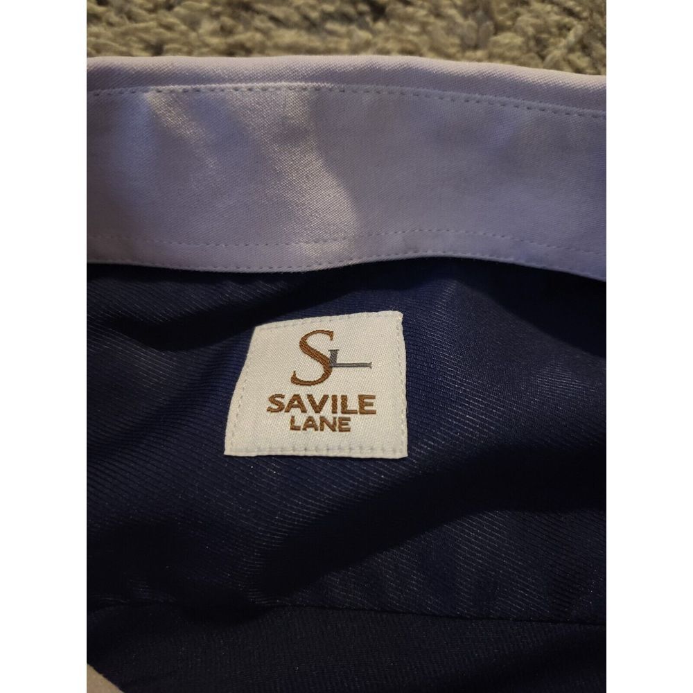 Savile Lane Men's Navy Blue & Lavender Button-Down French Cuff Shirt Size 3xl View 5